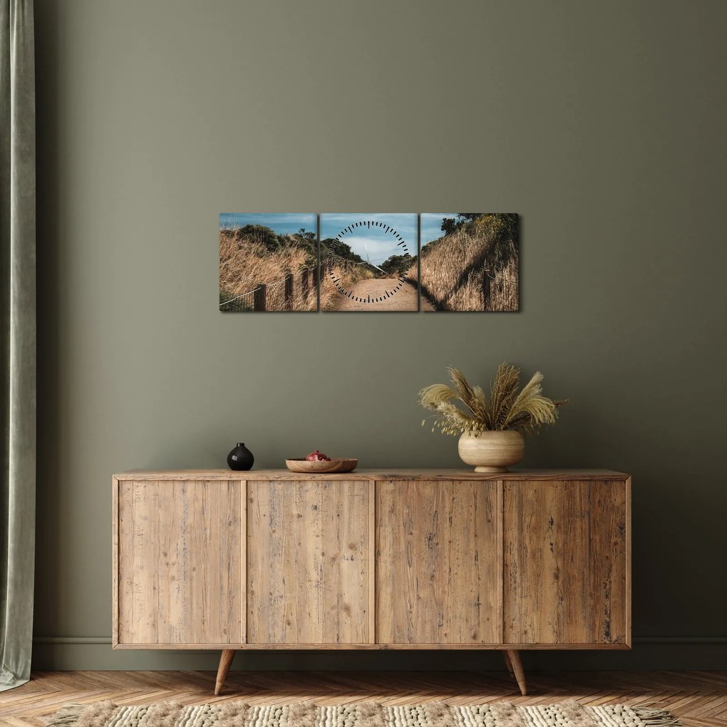 Obraz - Na chodníku (s hodinami) (90x30 cm)