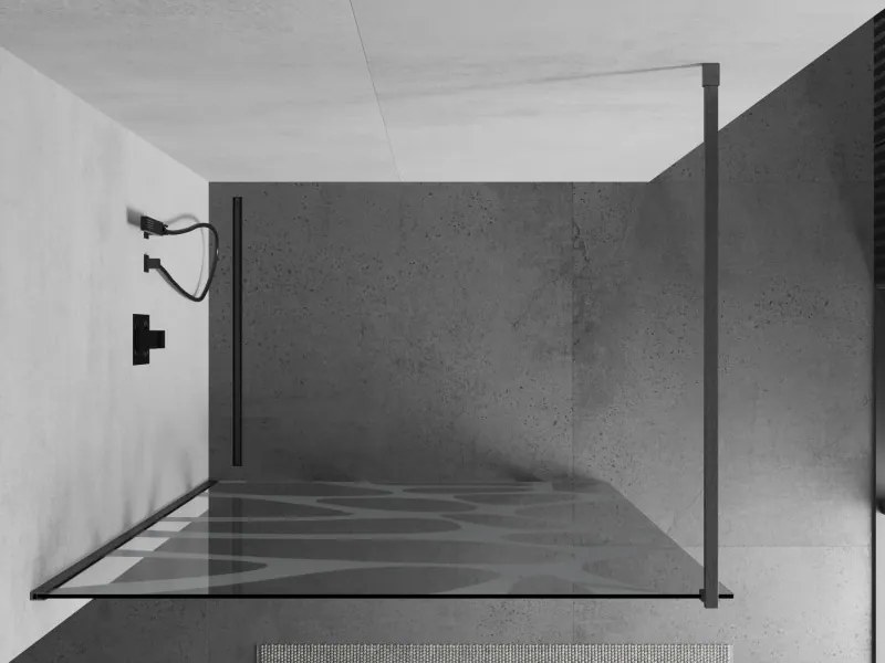 Mexen Kioto, sprchová zástena Walk-In 90 x 200 cm, 8mm číre sklo biely vzor, grafitový profil, 800-090-101-66-97