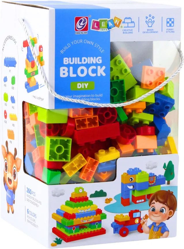 LEAN Toys Stavebnica Priestorové farebné kocky Sada 260 el.