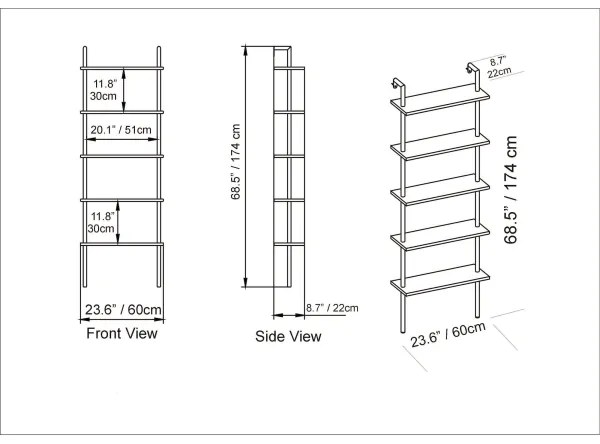 Knižnica PAULA 174x60 cm biela/zlatá