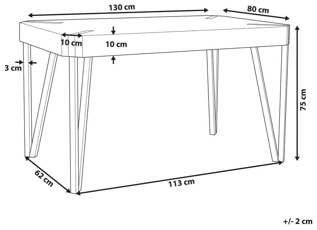 Jedálenský stôl 130 x 80 cm svetlé drevo s čiernou CAMBELL Beliani