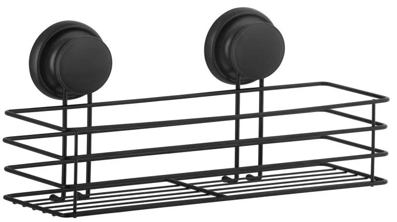Erga Gavi, kúpeľňová polička, kúpeľňový kôš na prísavke 32x10x8 cm, čierna matná, ERG-YKA-CH.GAVI-KPL-BLK