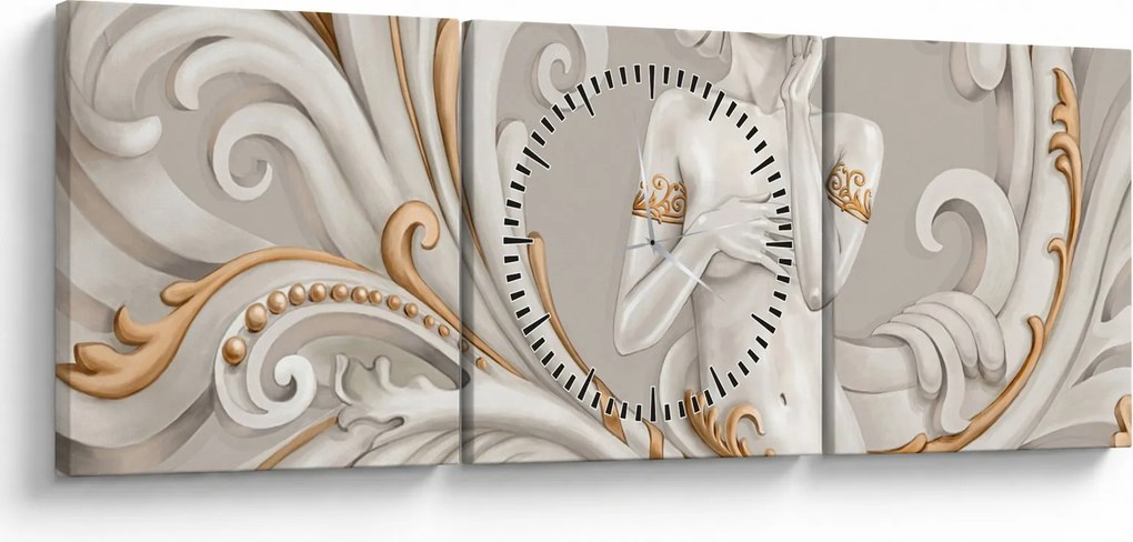 Obraz bohyne v ornamentálnom pozadí (s hodinami) (90x30 cm)