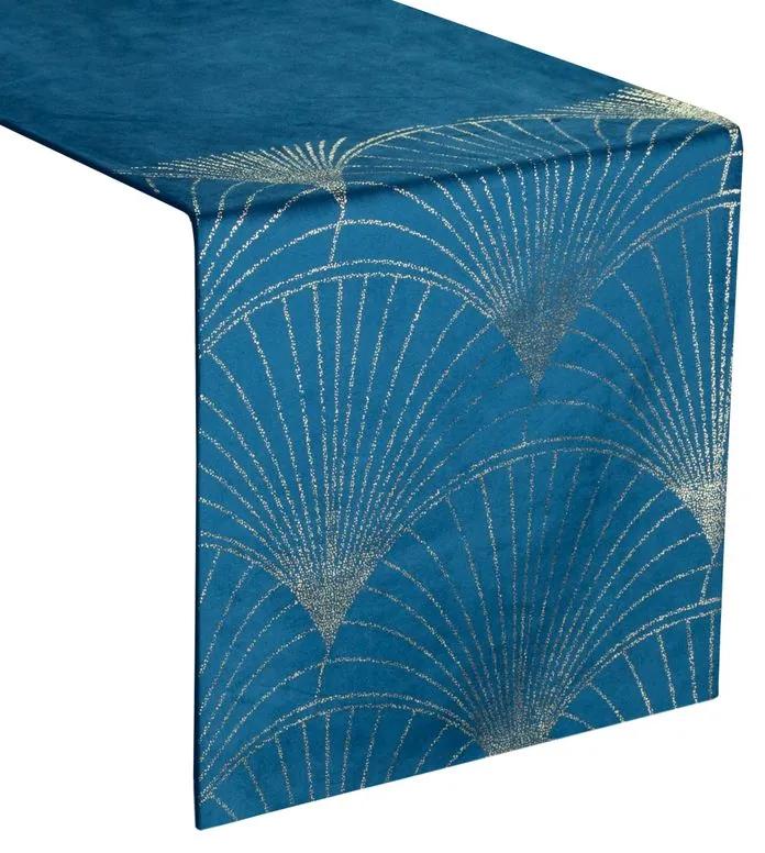 Dekorstudio Elegantný zamatový behúň na stôl BLINK 14 granátovomodrý Rozmer behúňa (šírka x dĺžka): 35x220cm