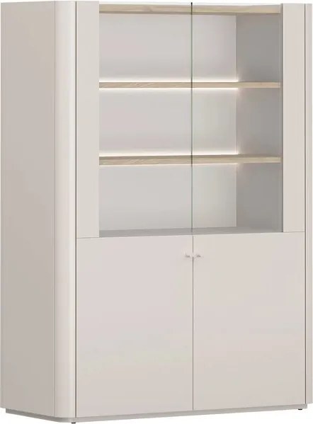 Vitrína Elivo 100 cm dvojdverová - kašmír / olejovaný dub