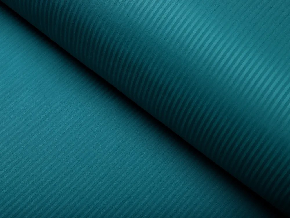 Biante Damaškový obdĺžnikový obrus Atlas Grádl DM-014 Sýto petrolejový - tenké pásiky 3 mm 140x160 cm