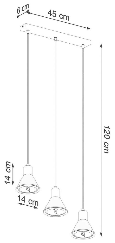 Závesné svietidlo Taleja 3, 3x biele kovové tienidlo, LED