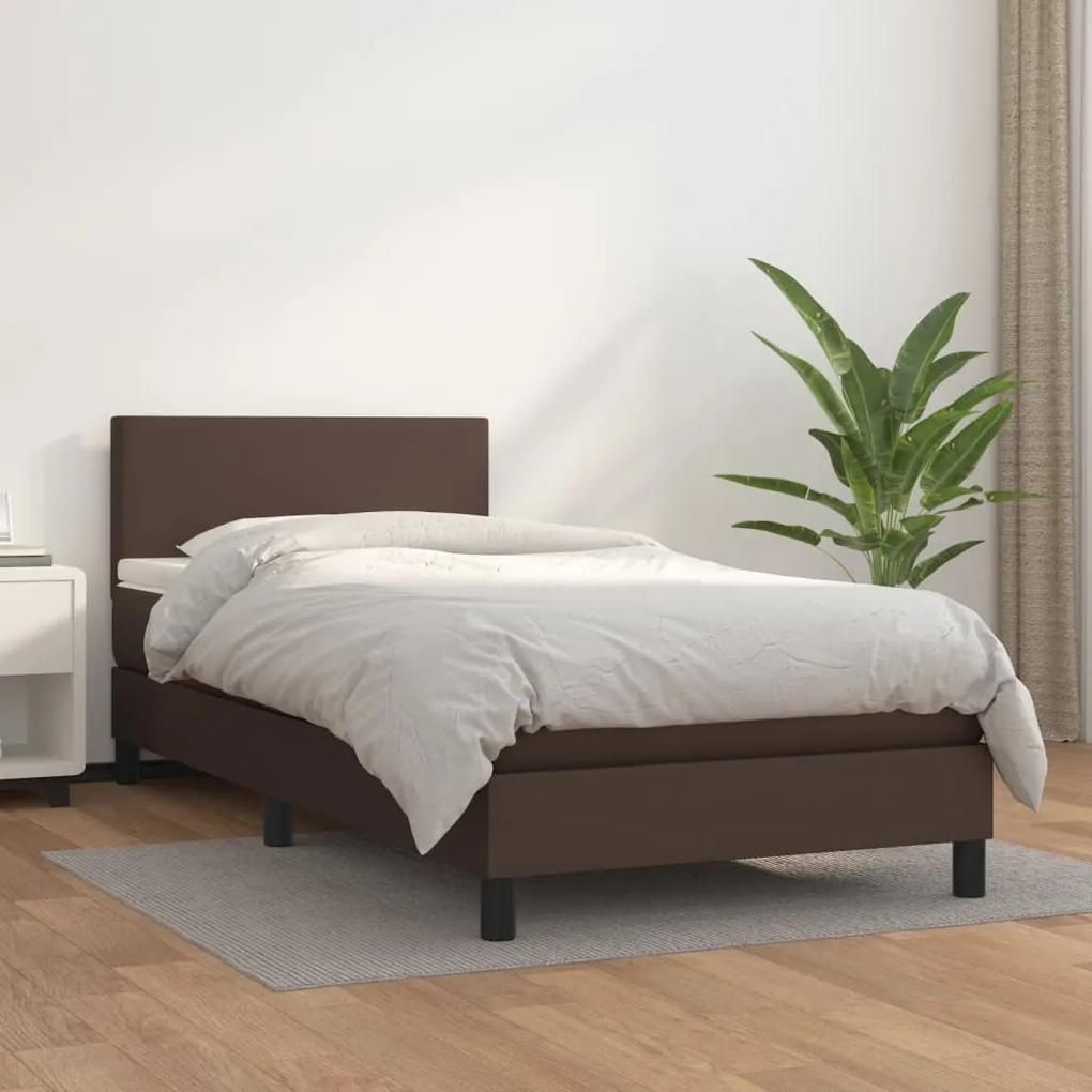 Boxspring posteľ s matracom hnedá 90x200 cm umelá koža 3140984