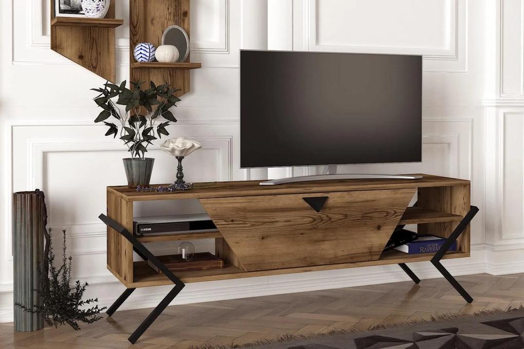 Elegantný TV stolík PREGO 140 cm, MDF, hnedý