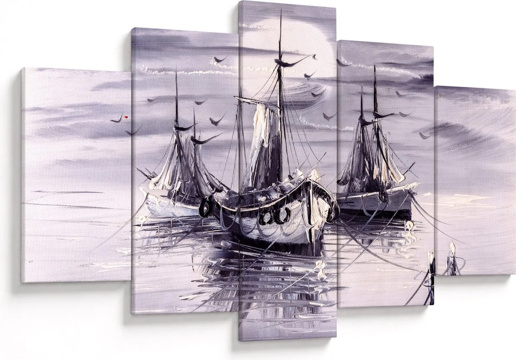 Obraz - Prístav, olejomaľba (150x105 cm)