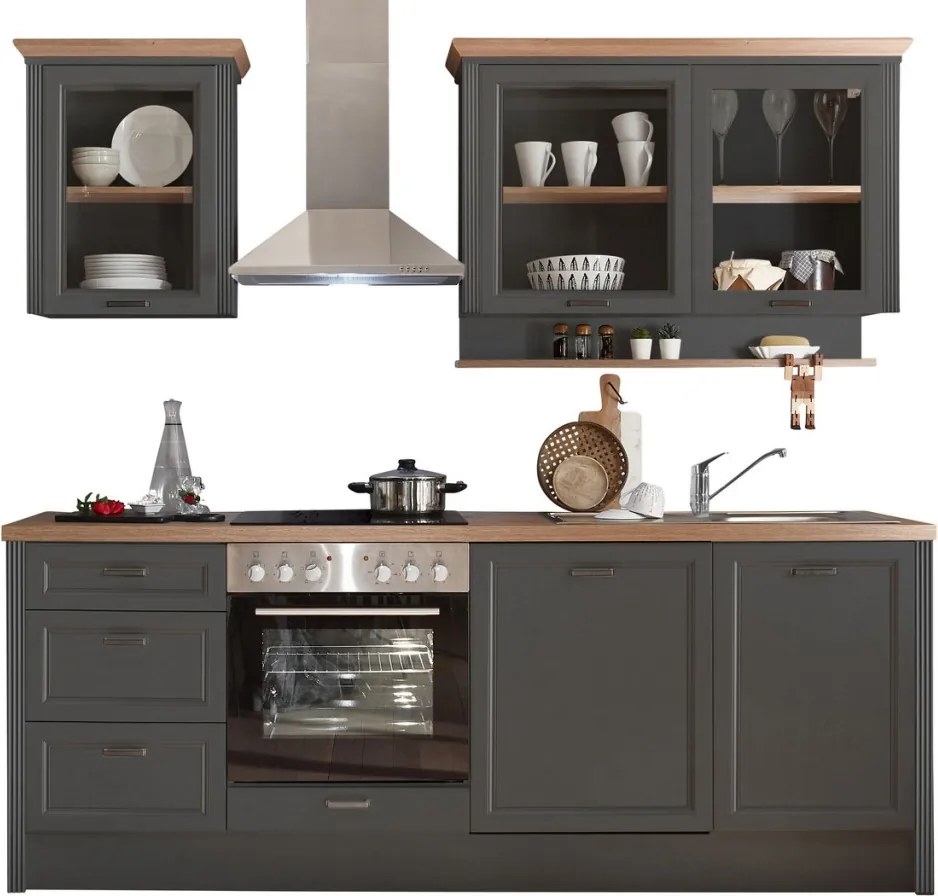Kuchynská linka Jasmin, antracit/dub