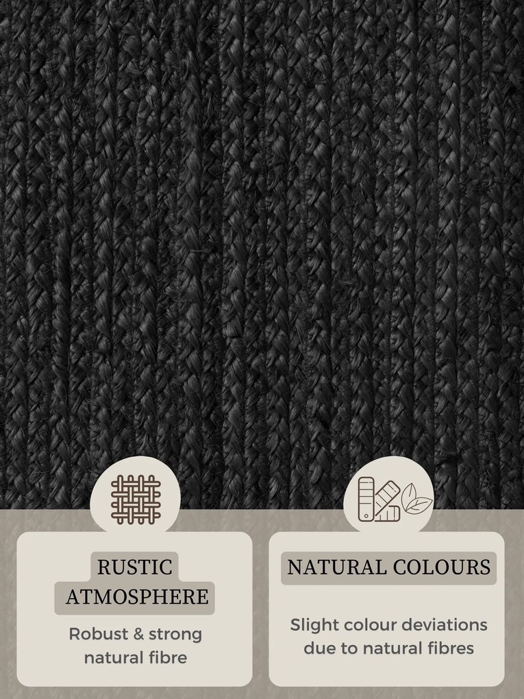 Kusový koberec Jute Braided 106322 Black ovál, 160x230 ovál, čierna, chodba / predsieň, Hanse Home