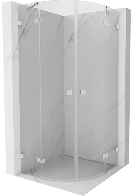 Mexen Lunar, polkruhový výklopný sprchový kút 90 x 90 cm, 8mm číre sklo, oceľový profil, 833-090L-090P-97-00