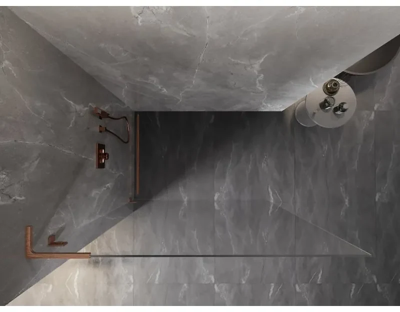 Mexen Lunar L sprchová stena ľavá 100 x 200 cm, 8mm číre sklo, medená matná, 830L-100-000-65-00-L