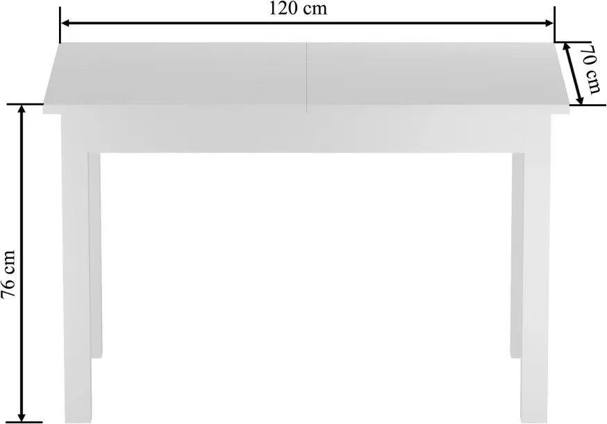 Vintino Jedálenský stôl ZENOX 120–160 cm × 70 cm – biely