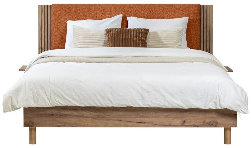 Oranžová dvojlôžková posteľ s roštom 140x190 cm Lior – Bobochic Paris