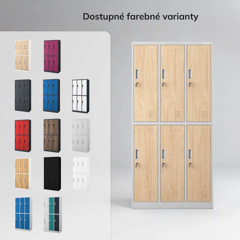 Šatníková skriňa BHP sivá / dub sonoma, 6-dverová: Eco Design IGOR, 900 x 1850 x 450 mm