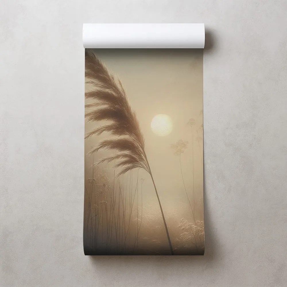 Tapeta pampová tráva v rannej hmle