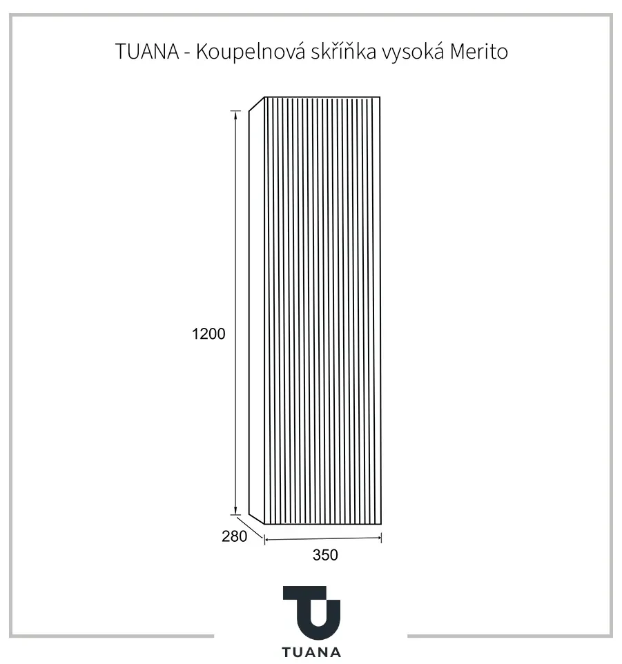 Tuana Merito, vysoká kúpeľňová skrinka 35x120x28 cm, prírodná, CER-TU-476114