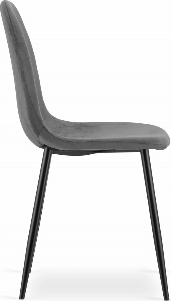 AKCIA Tmavosivá zamatová stolička COMO s čiernymi nohami II. akosť