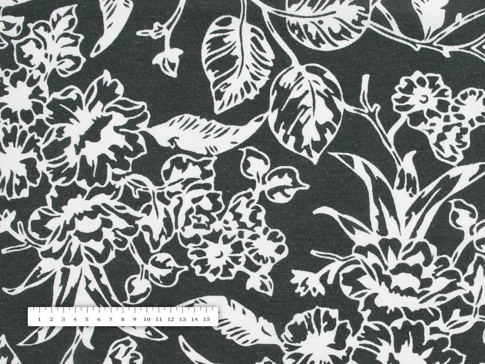 Biante Dekoračná obliečka na vankúš PML-105 Biele kvety na čiernom 35 x 45 cm