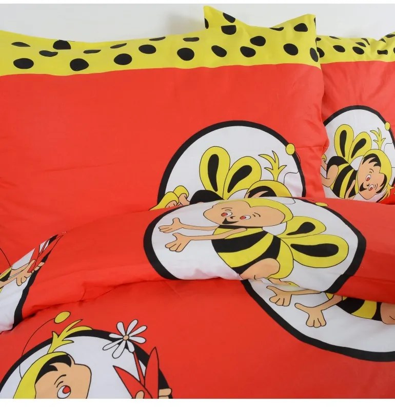 Obliečky detské bavlnené včielky červené EMI, Vankúš 70x90