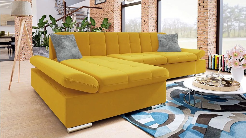 Rohová rozkladacia sedacia súprava Laviva Premium, Dostupné poťahy: Terra 05 + Terra 05 + Terra 02 ECO, Strana: pravá