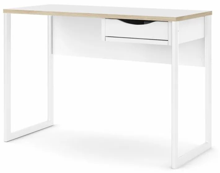 Tvilum Biely písací stôl EFREM PLUS 513 s 1 zásuvkou a doskou v dekore dub