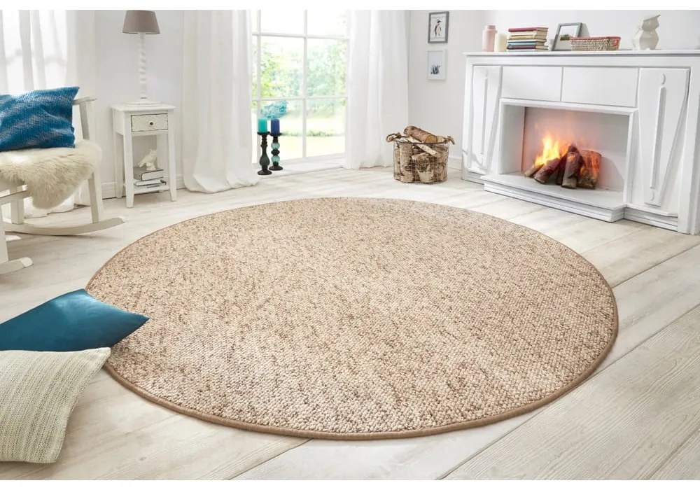 Svetlohnedý okrúhly koberec ø 200 cm Wolly – BT Carpet