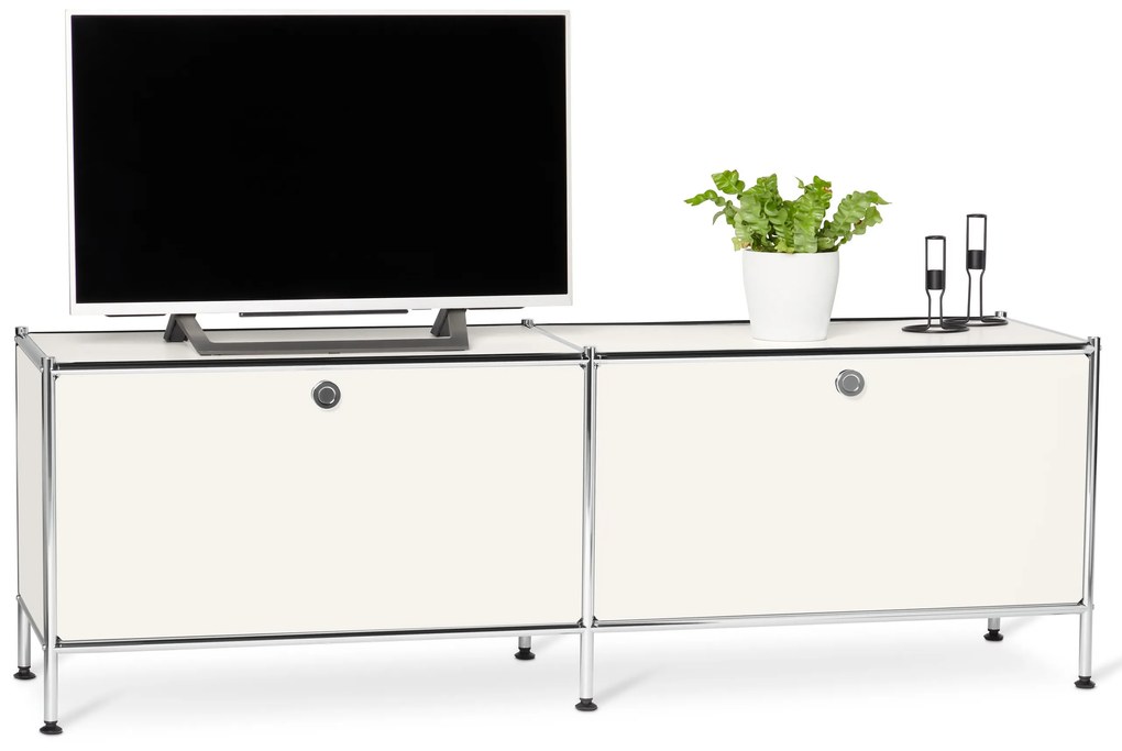 Kovová nízka skrinka »CN3« s výklopnými priehradkami, biela