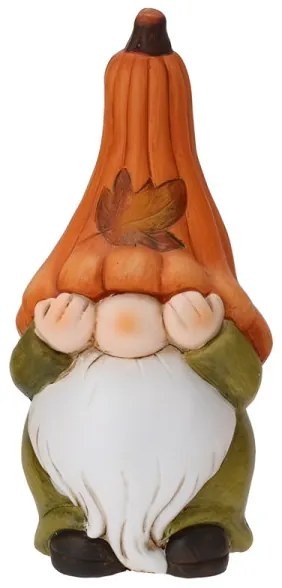 Jesenný škriatok s oranžovou čiapkou 22 cm