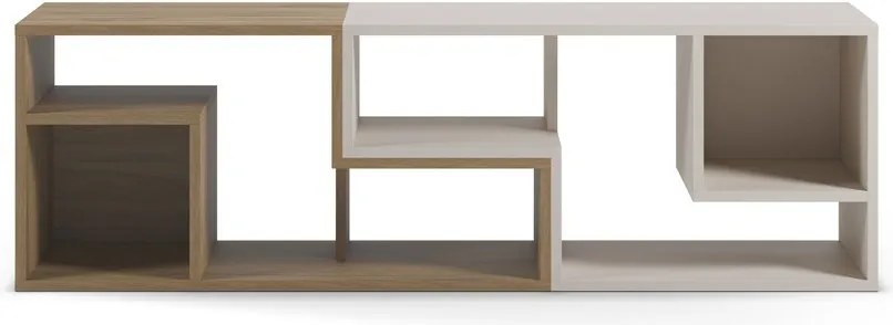 Biely/v prírodnej farbe TV stolík rohový v dekore duba 145x45x35 cm Glina – Marckeric