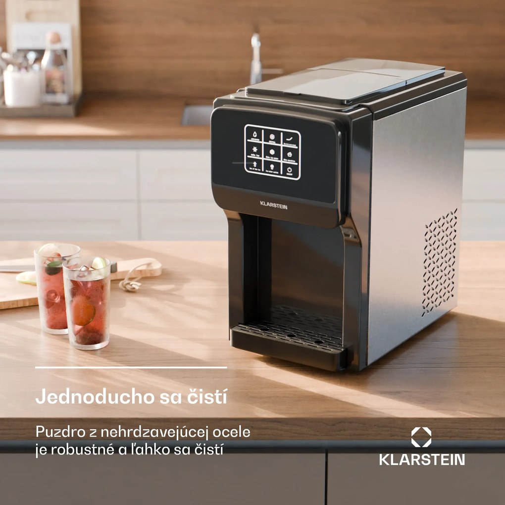 Klarstein ArcticBlend 3v1 výrobník ľadu, 20 kg/24h, Bullet Ice, Drvený ľad, Dávkovač vody
