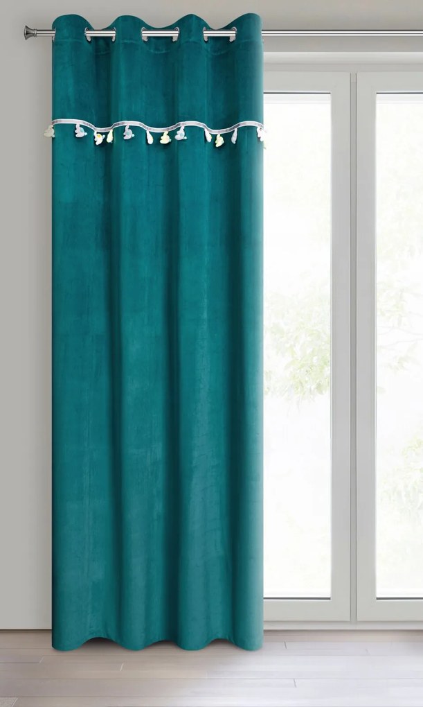 DETSKÝ ZATEMŇOVACÍ ZÁVES NA KRÚŽKOCH KIDS 1 140X250 CM TMAVOTYRKYSOVÁ