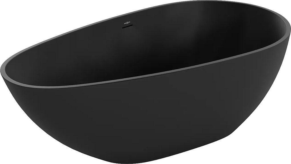 Mexen Palermo voľne stojaca matná čierna vaňa 150x78 cm, konglomerát