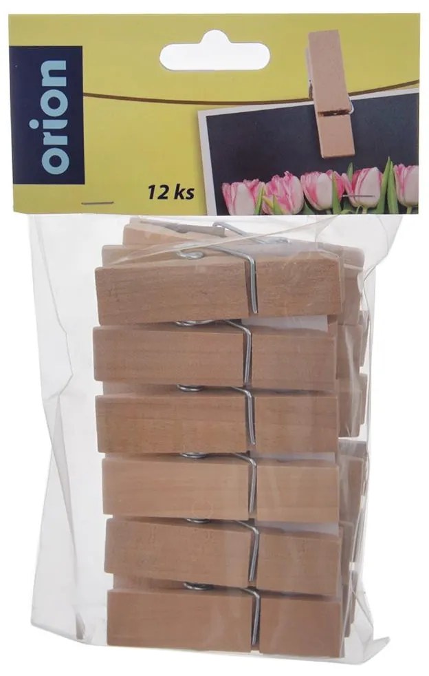 Štipce drevené 7 cm bez popisu, sada 12 ks