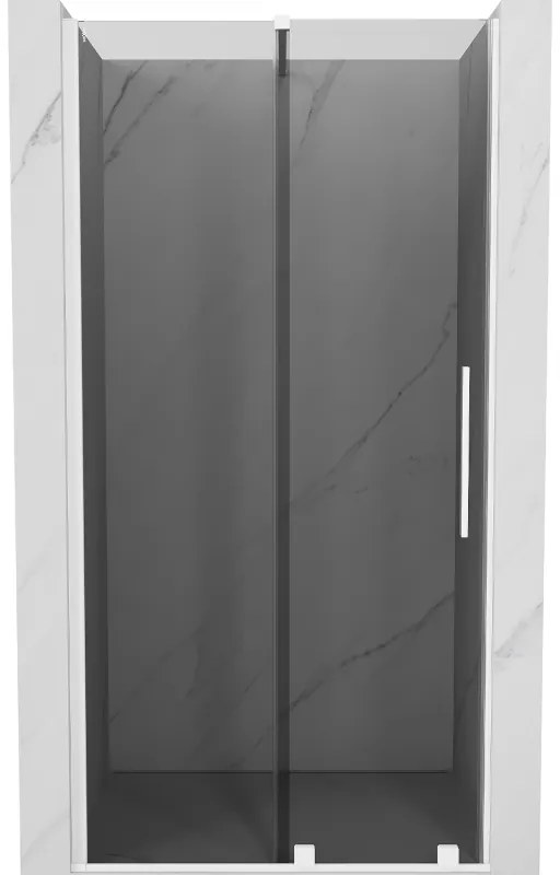 Mexen Velar, posuvné sprchové dvere do otvoru 120 cm, 8mm šedé sklo, biela matná, 871-120-000-41-20