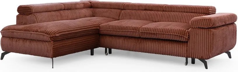 Menčestrová rohová pohovka v terakotovej farbe (ľavý roh/do L) Marbeya – Ropez