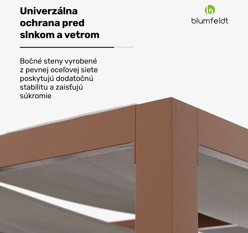 Blumfeldt Shade Cove GreenWall, pergola, 3 x 3 m, bočné steny, práškovo lakovaná farba, odolná voči poveternostným vplyvom