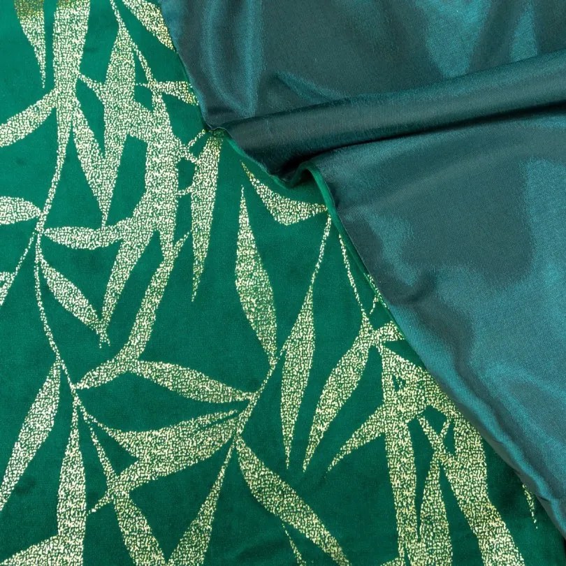 Zamatový stredový obrus s potlačou zelenej farby