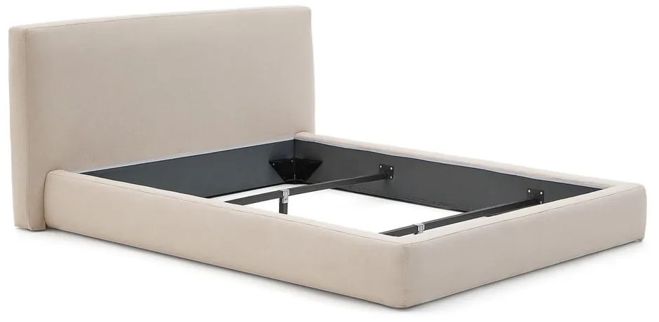 Béžová čalúnená dvojlôžková posteľ bez roštu 180x200 cm Blok – Kave Home