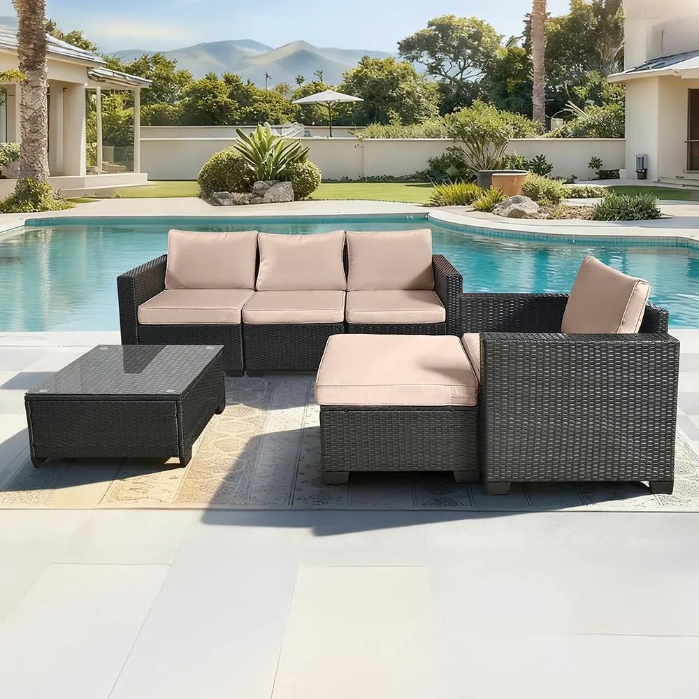 Set záhradného nábytku 6-dielny ratanový Avenberg ROVERO