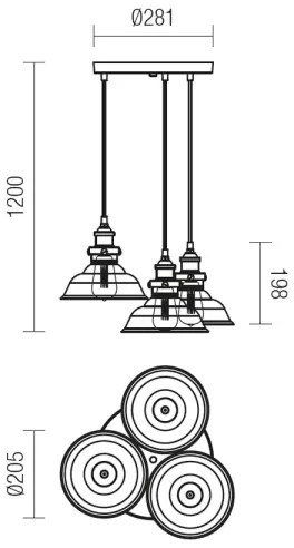 Redo 01-1004 - Luster na lanku SAVILLE 3xE27/42W/230V