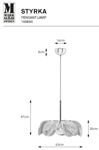 Markslöjd 108660 - Luster na lanku STYRKA 1xE27/40W/230V pr. 63 cm čierna