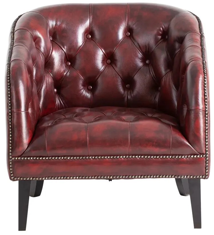 furniture-nabytek.cz - Křeslo Chesterfield Oakland z masivní pravé kůže, červené