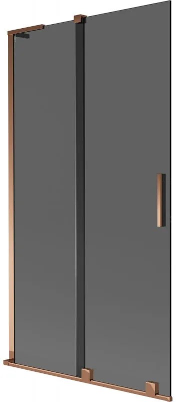 Mexen Velar L, 2-krídlová posuvná vaňová zástena 100 x 150 cm, 8mm šedé sklo, ružové zlato, 896-100-003-41-60