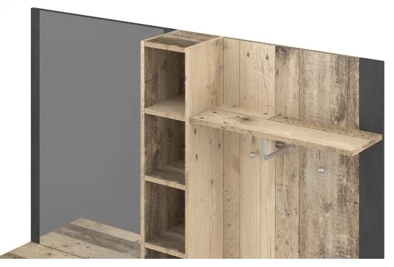 Predsieňová stena so zrkadlom KEVIN hnedá/čierna