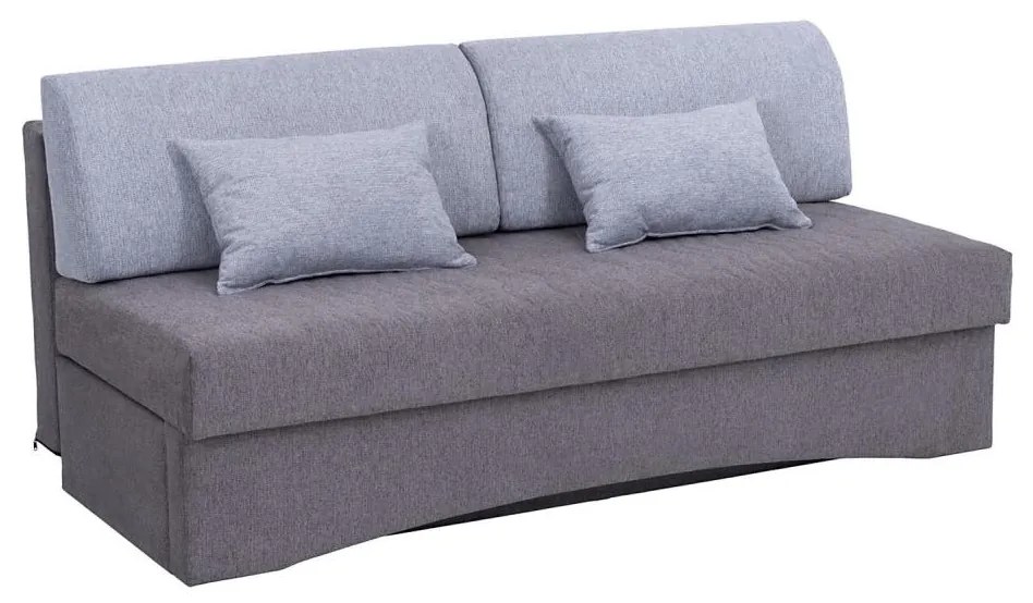 Čalúnená rozkladacia trojmiestna pohovka na každodenné spanie bez opierok PAUL sivá