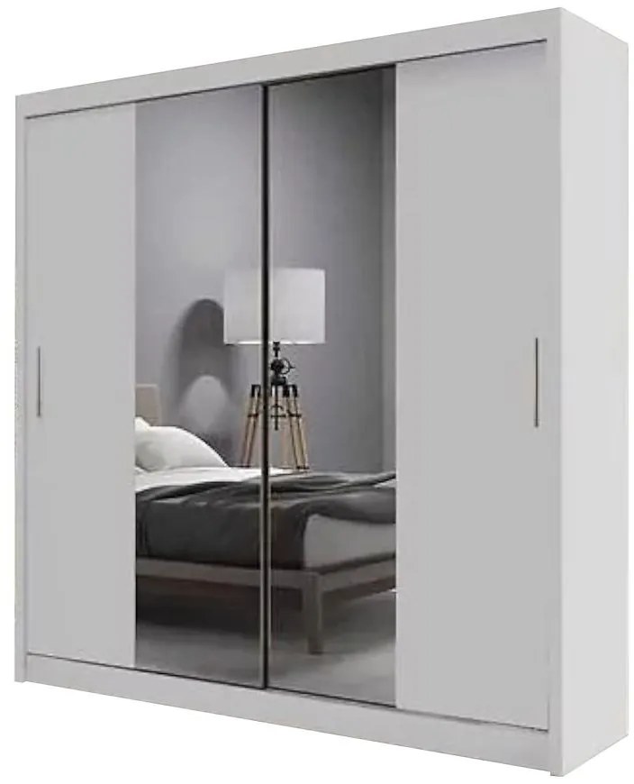 Skriňa Ola biela so zrkadlom 200 cm