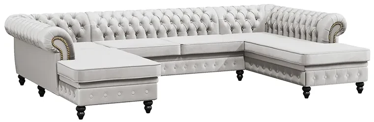 PROXIMA.store - Luxusná sedačka CHESTERFIELD LONG U FARBA NÔH: čierna, DRUH LÁTKY: TORRE - 17, FARBA OZDOBNÝCH ŠPENDLÍKOV: barok